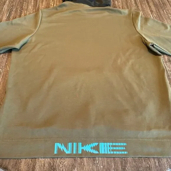 Men's Nike Dri-Fit Split Hem Hoodie Sweatshirt Olive Green, X-Large - Picture 10 of 11